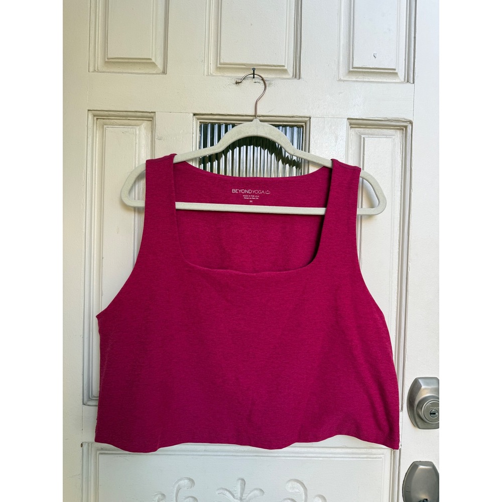 Beyond Yoga Spacedye Slim Fit Square Neck Tank Top Pink Crop Tank Size 3X
